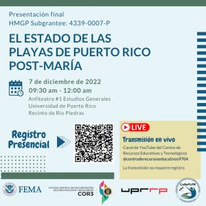 El Instituto de Investigacion y Planificacion Costera de Puerto Rico (CoRePI-PR) presenta los hallazgos del estado de las playas de Puerto Rico para toda la isla : Noticias de Puerto Rico
